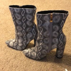 Snake print booties